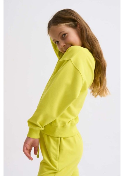 Organik Uzun Kollu Kız Çocuk Sweatshirt - Sarı - 8-10
