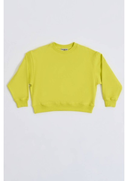 Organik Uzun Kollu Kız Çocuk Sweatshirt - Sarı - 10-12