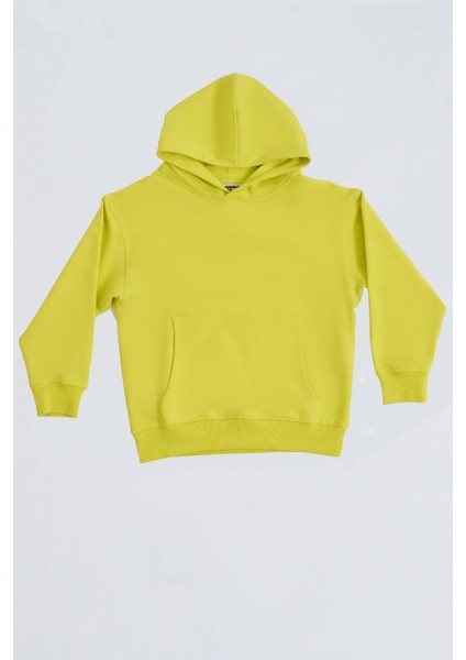 Organik Kapüşonlu Uzun Kollu Kız Çocuk Sweatshirt - Sarı - 10-12