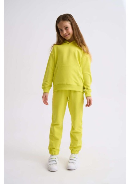 Organik Kapüşonlu Uzun Kollu Kız Çocuk Sweatshirt - Sarı - 10-12 fiyatları