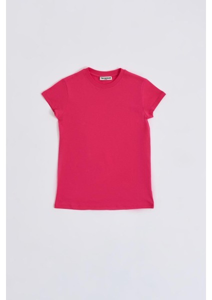 Organik Kısa Kollu Kız Çocuk Tişört - Pembe - 8-10