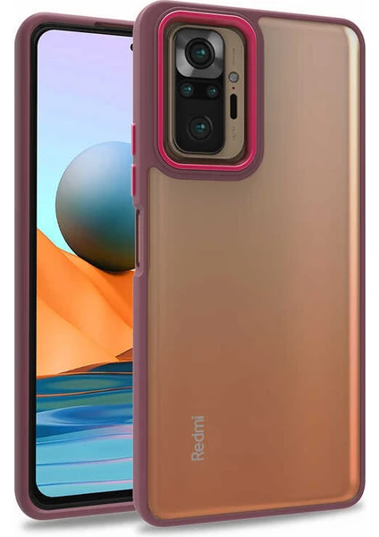 Case World Caseworld Xiaomi Redmi Note 10 Pro Kapak Metal Kamera Korumalı Arkası Şeffaf Silikon Kılıf - Kırmızı