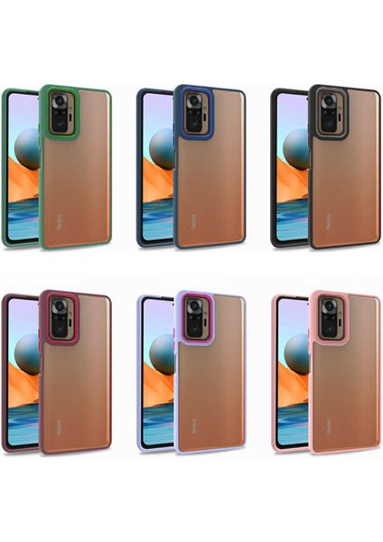 Case World Caseworld Xiaomi Redmi Note 10 Pro Kapak Metal Kamera Korumalı Arkası Şeffaf Silikon Kılıf - Lila