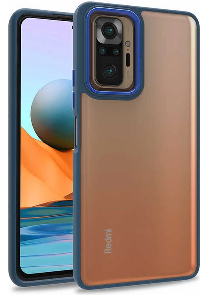 Case World Caseworld Xiaomi Redmi Note 10 Pro Kapak Metal Kamera Korumalı Arkası Şeffaf Silikon Kılıf - Mavi