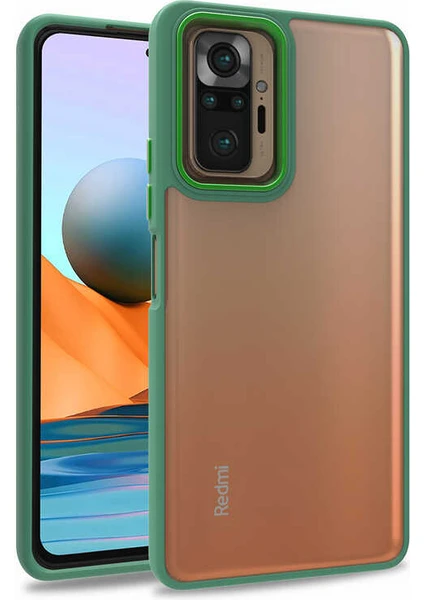 Case World Caseworld Xiaomi Redmi Note 10 Pro Kapak Metal Kamera Korumalı Arkası Şeffaf Silikon Kılıf - Yeşil