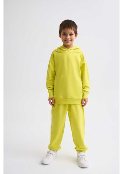 Organik Kapüşonlu Uzun Kollu Erkek Çocuk Sweatshirt - Sarı - 10-12 fiyatları