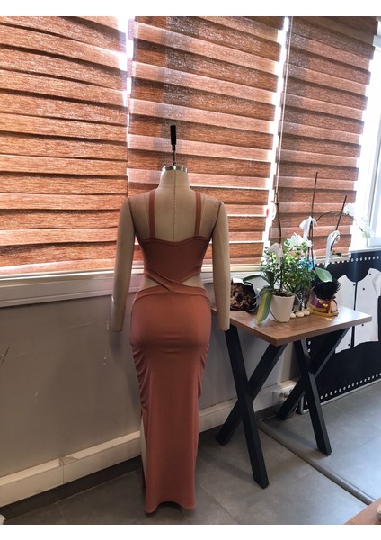 Bürümcük Kumaş Yanı Yırtmaçlı Elbise fiyatları