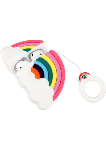 Gökkuşağı Bulut Tasarım Airpods Silikon Kılıf