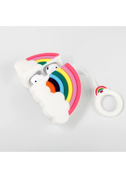 Gökkuşağı Bulut Tasarım Airpods Silikon Kılıf