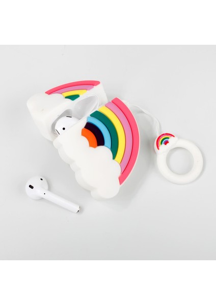 Gökkuşağı Bulut Tasarım Airpods Silikon Kılıf