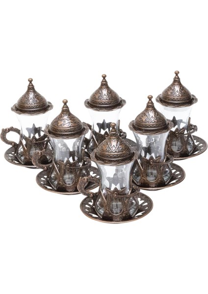 Osmanlı Lale Desenli 6'lı Çay Seti