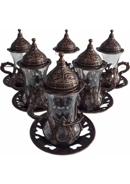Osmanlı Lale Desenli 6'lı Çay Seti