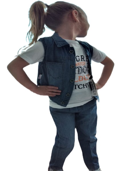 %100 Cotton Kot Yelekli Kız Bebek-Çocuk 3 Lü Yazlık Takım