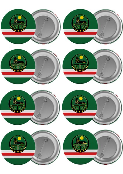 Çeçenistan Içkerya Bayrağı Çanta Rozeti Seti 8 Adet En Büyük Boy 5.8cm Iğneli Broş