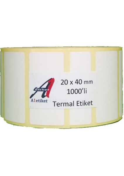 Etiket 36.000 Adet 20 x 40 mm Kuşe Barkod Etiketi 1000′LI - 36 Rulo