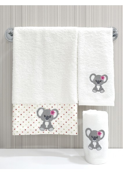 Koala Desen Nakışlı Tek Parça Çocuk Bebek Havlu 50x90 Cm