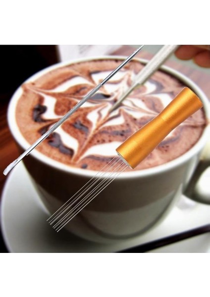 Latte Art Altın İçin Gevşek Dağıtılmış Kahve Sanat Kalemi ile İğne Kahve Kurcası (Yurt Dışından)