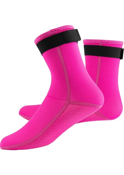 Unisex 3mm Neopren Dalış Islak Takım Bot Sörf Yürüyüş Sıcak Su Geçirmez Çoraplar Gül Kırmızı Xl(Yurt Dışından)
