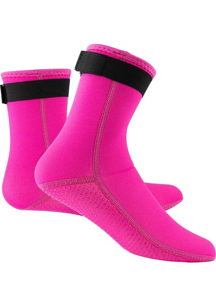 Unisex 3mm Neopren Dalış Islak Takım Bot Sörf Yürüyüş Sıcak Su Geçirmez Çoraplar Gül Kırmızı Xl(Yurt Dışından)