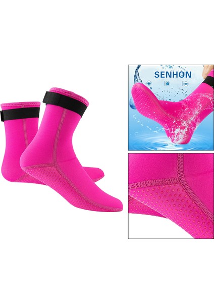Unisex 3mm Neopren Dalış Islak Takım Bot Sörf Yürüyüş Sıcak Su Geçirmez Çoraplar Gül Kırmızı Xl(Yurt Dışından)