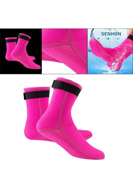 Unisex 3mm Neopren Dalış Islak Takım Bot Sörf Yürüyüş Sıcak Su Geçirmez Çoraplar Gül Kırmızı Xl(Yurt Dışından)