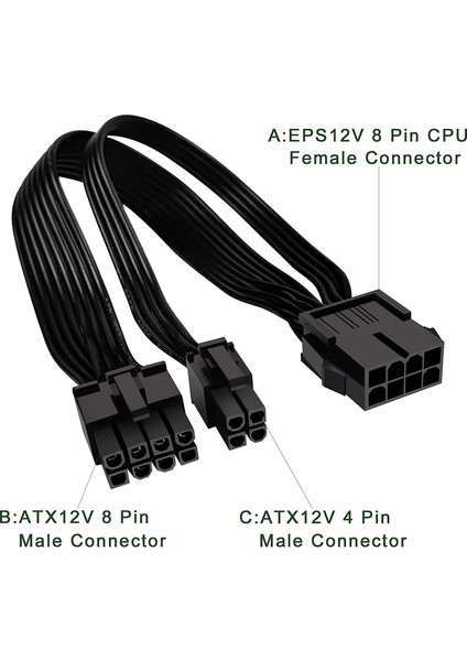 4695 Eps 12V Cpu Dişi To Atx 8+4 Pin Power Supply Çevirici Dönüştürücü Adaptör Kablosu