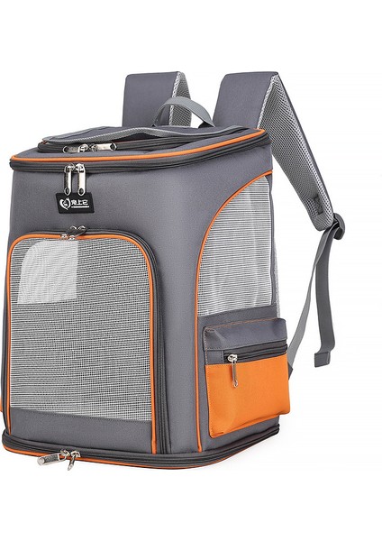 Büyük Kapasiteli Pet Taşıma Sırt Çantası - Gri / Sarı (Yurt Dışından)