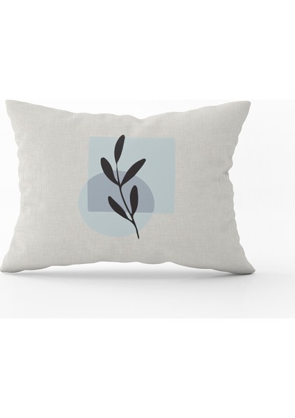 Kahverengi Mavi Modern Soyut Yaprak Desenli Dijital Baskılı Kırlent Yastık Kılıfı CGH654-3550 Çift Tarafı Baskılı