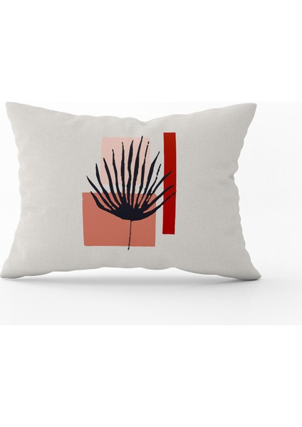 Siyah Kırmızı Modern Yaprak Desenli Dijital Baskılı Kırlent Yastık Kılıfı CGH657-3550 Çift Tarafı Baskılı