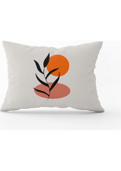 Siyah Kırmızı Modern Yaprak Desenli Dijital Baskılı Kırlent Yastık Kılıfı CGH658-3550 Çift Tarafı Baskılı