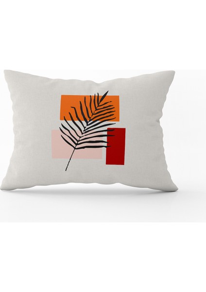 Siyah Kırmızı Modern Yaprak Desenli Dijital Baskılı Kırlent Yastık Kılıfı CGH659-3550 Çift Tarafı Baskılı