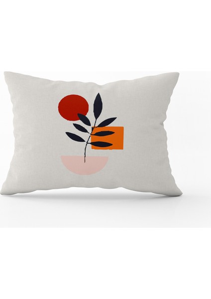 Siyah Kırmızı Modern Yaprak Desenli Dijital Baskılı Kırlent Yastık Kılıfı CGH660-3550 Çift Tarafı Baskılı