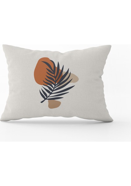 Lacivert Turuncu Bohem Tarz Yaprak Desenli Dijital Baskılı Kırlent Yastık Kılıfı CGH664-3550 Çift Tarafı Baskılı