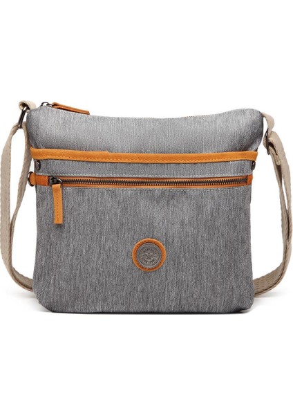 Kırçıllı Gri Kumaş Kadın Postacı Çantası Smart Bags 3096