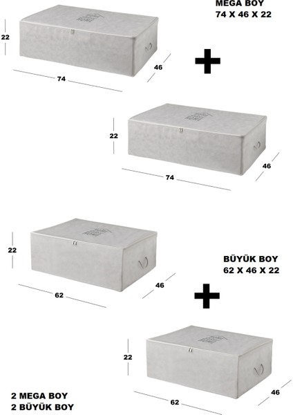 Hurç 4'lü -2 Mega +2 Büyük Boy Baza Altı Hurç