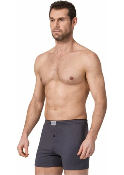 10 Adet Füme Renk Düğmeli Penye Boxer