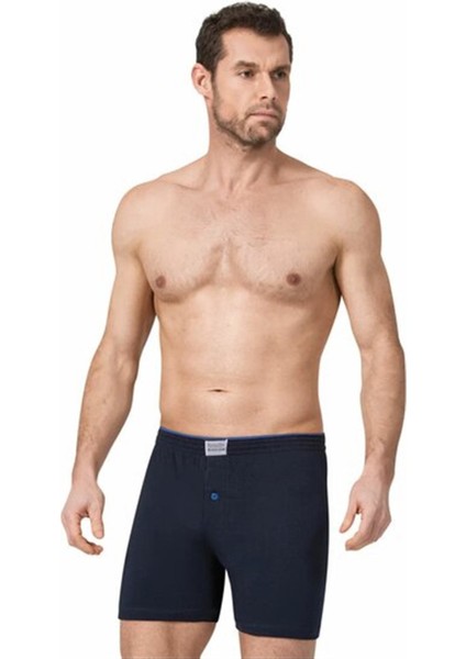 12 Adet Lacivert Renk Düğmeli Penye Boxer