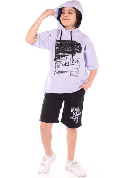 Toontoy Erkek Çocuk Overall Composition Baskılı Şortlu Takım