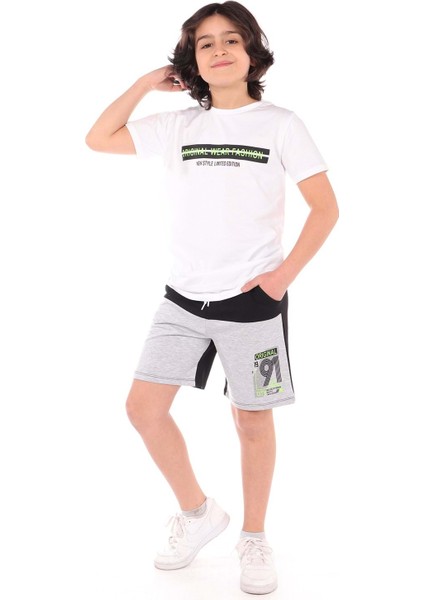 Toontoy Erkek Çocuk Önü Yazı Baskılı Şortlu Takım