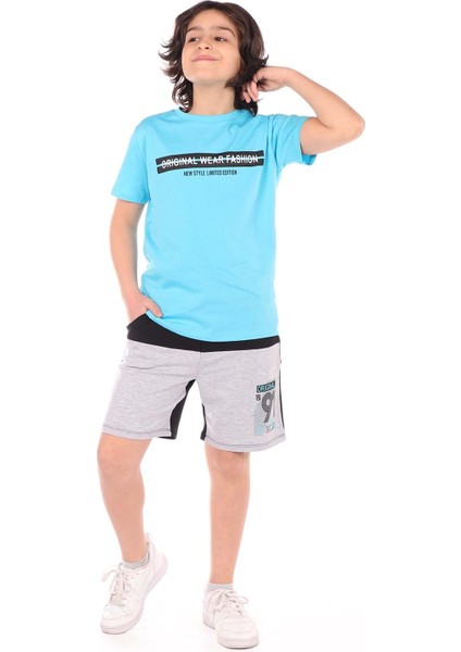 Toontoy Erkek Çocuk Önü Yazı Baskılı Şortlu Takım