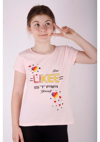 Toontoy Kız Çocuk Likee Star Kalp Baskılı Tişört indirimleri