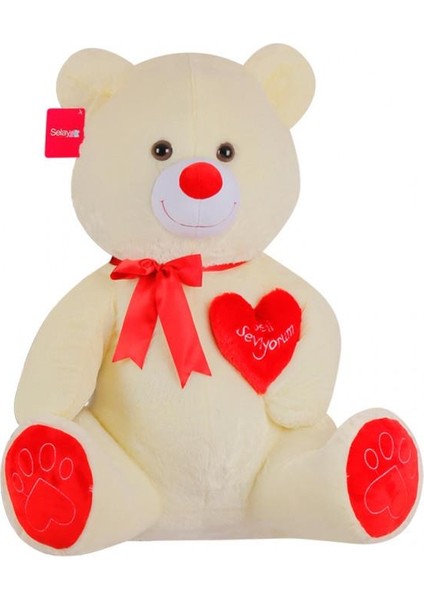Yumoş Ayı 47 cm Ekru Kalpli Pelüş Ayı