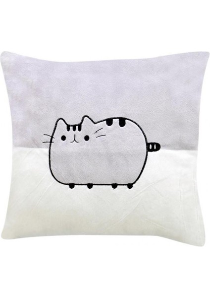 Şirin Kedi Figürlü Yastık 30 cm Gri