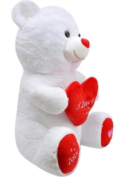 Kalpli Ayı 80 cm Beyaz Pelüş Ayı