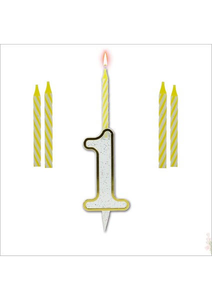 1 Rakam Şeffaf Mumluk ve 4 adet MuM