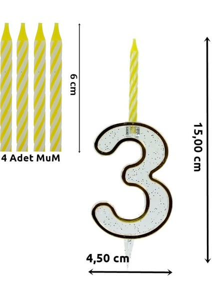 3 Rakam Şeffaf Mumluk ve 4 adet MuM fiyatları