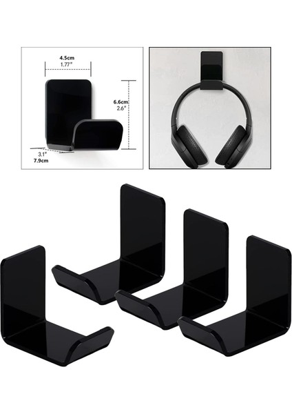 4 Adet Kulaklık Standı Kelepçe Kanca Duvar Montaj Uzay Tasarrufu Dj Evrensel Gamer Siyah (Yurt Dışından) indirimleri