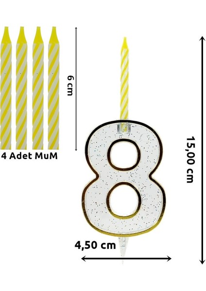 8 Rakam Şeffaf Mumluk ve 4 adet Mum fiyatları