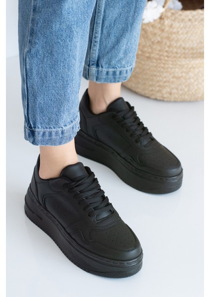 Allyup Günlük Kadın Sneaker Bağcıklı Hafif Kalın Tabanlı Esnek Yürüyüş Suni Deri Spor Ayakkabı 113