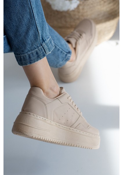 Allyup Günlük Kadın Sneaker Bağcıklı Hafif Kalın Tabanlı Esnek Yürüyüş Suni Deri Spor Ayakkabı 113 modelleri